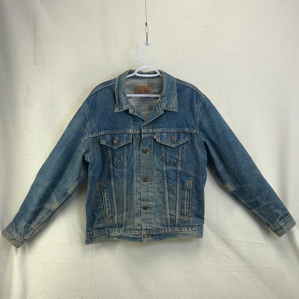 VTG Levi's Denim Jacket Mens 42L Long Trucker USA Made Type III 71506 80s Faded